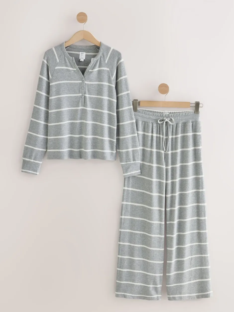 Pyjama's|Loungewear|Next - Behaaglijke pyjama met lange mouwen Grijze streep