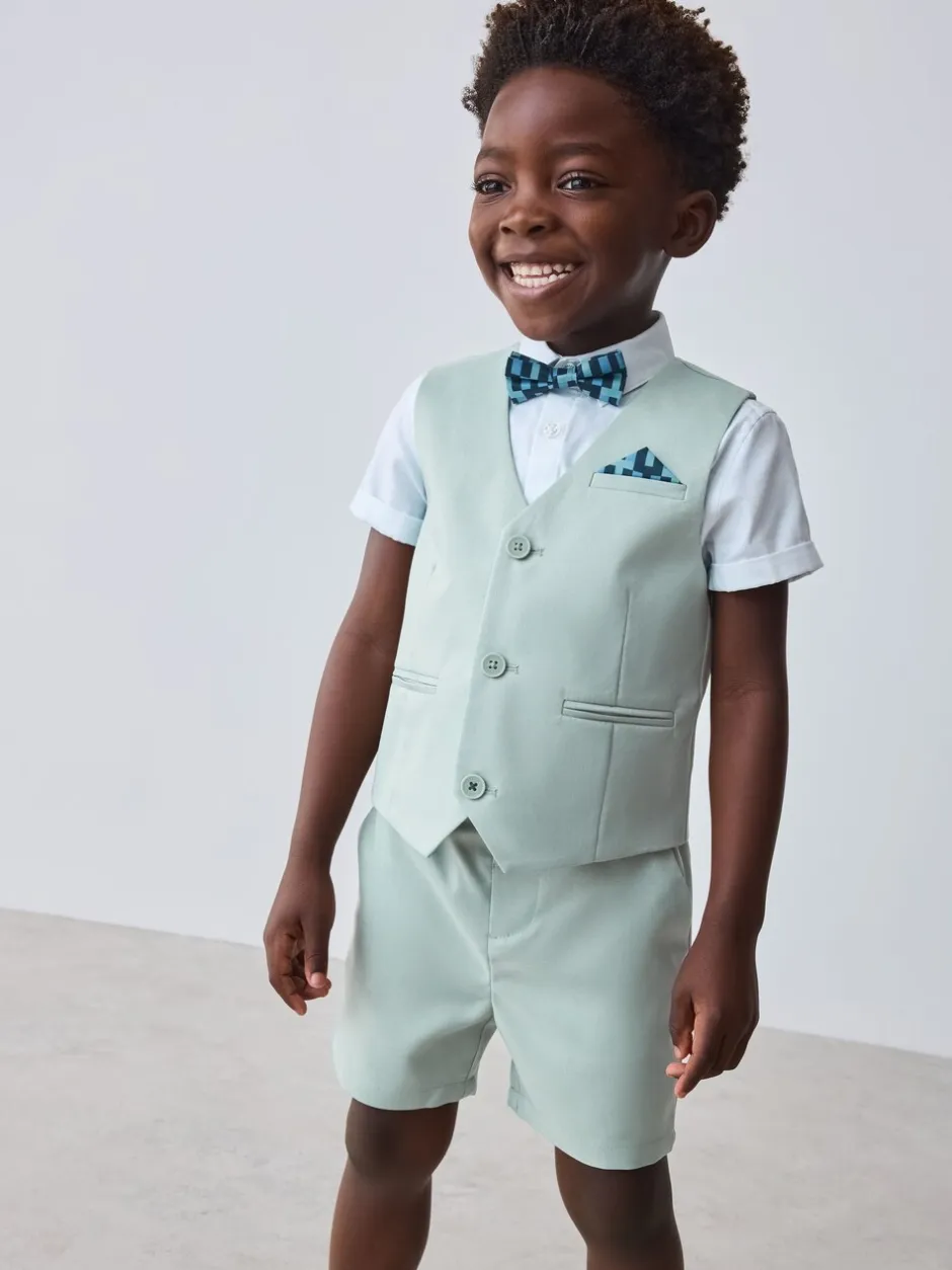 Kostuums En Herenvesten|Baker by Ted Baker - set van overhemd, gilet en short Groen