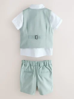 Kostuums En Herenvesten|Baker by Ted Baker - set van overhemd, gilet en short Groen