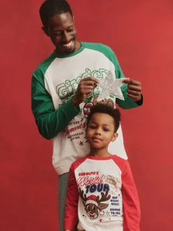 Pyjama's|Cotton On - Adult Matching Family Christmas Raglan Long Sleeve Pyjamas Set Groen