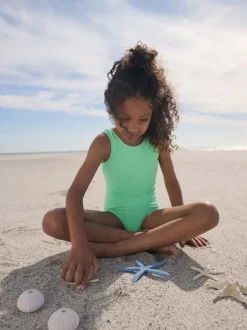 Badkleding|Next - Crinkle Swimsuit (3-16yrs) Groen