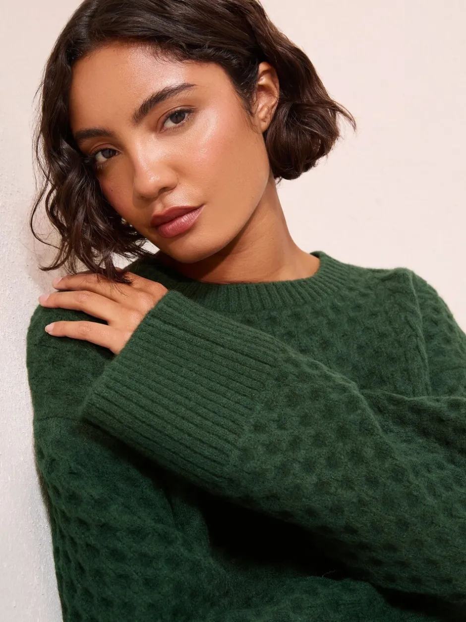 Gebreide Kleding|Friends Like These - trui met honingraatmotief Groen