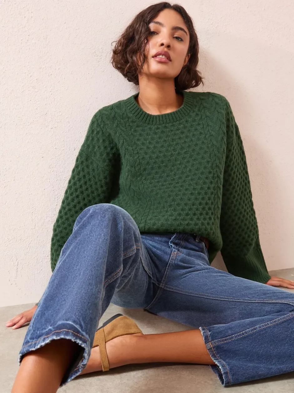 Gebreide Kleding|Friends Like These - trui met honingraatmotief Groen
