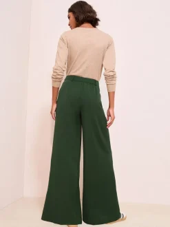 Kostuums En Werkkleding*Friends Like These - Adjustable Waist Premium Wide Leg Trousers Groen