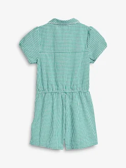 Jumpsuits En Playsuits|Next - Geruit schoolspeelpakje met rits aan de voorzijde en hoog aandeel katoen (3 - 14 jr) Groen