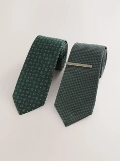 Stropdassen En Pochets|Next Groen - Gestructureerde clipstropdassen 2 set