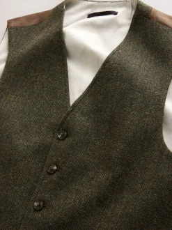 Vesten*Next - Herringbone Wool Blend Suit Waistcoast Groen