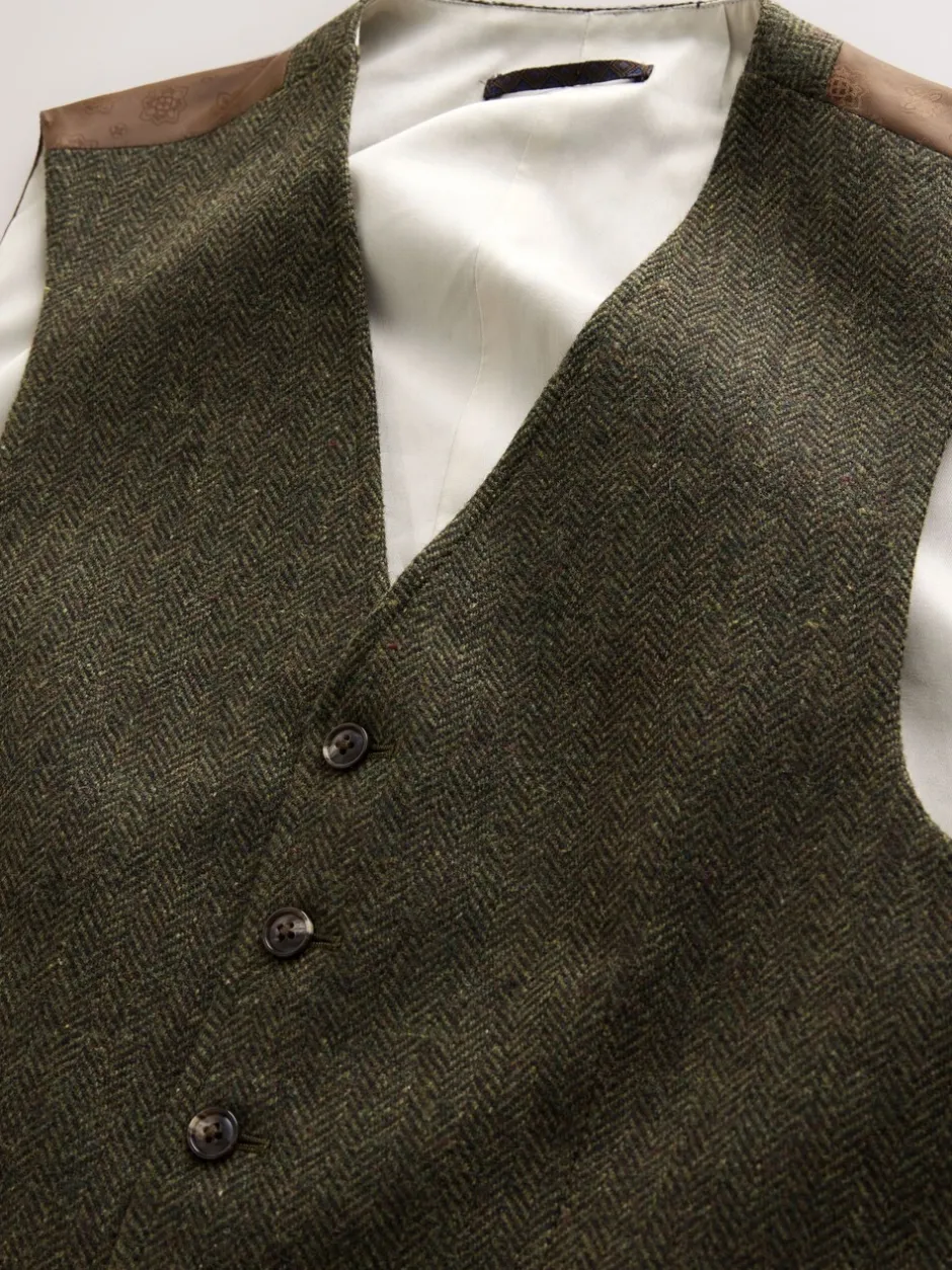 Vesten*Next - Herringbone Wool Blend Suit Waistcoast Groen