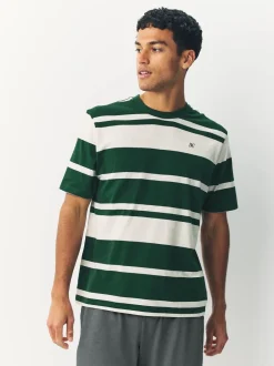 Pyjama's|Next Groen - Jersey pyjamaset met strepen en korte mouwen