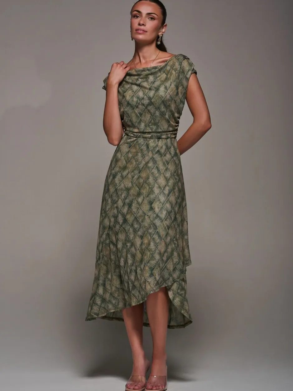Gelegenheidskleding*Jolie Moi - - Asymmetrische gedrapeerde midaxi-jurk met kant Groen