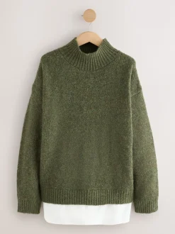 Jassen En Jacks*Next Groen - Layered Shirt Poncho