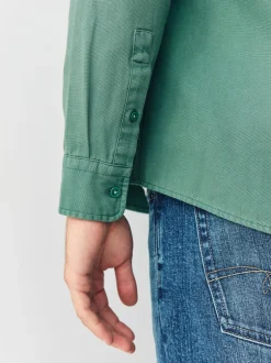 Formele Overhemden*Next - Long Sleeve Garment Dyed Oxford Shirt Groen