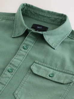 Formele Overhemden*Next - Long Sleeve Garment Dyed Oxford Shirt Groen