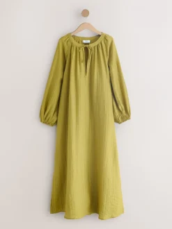Jurken*Next - Long Sleeve Maxi Kaftan Groen