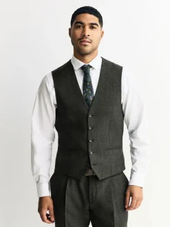 Vesten|Next - Merino Wool Blend Suit Waistcoat Groen