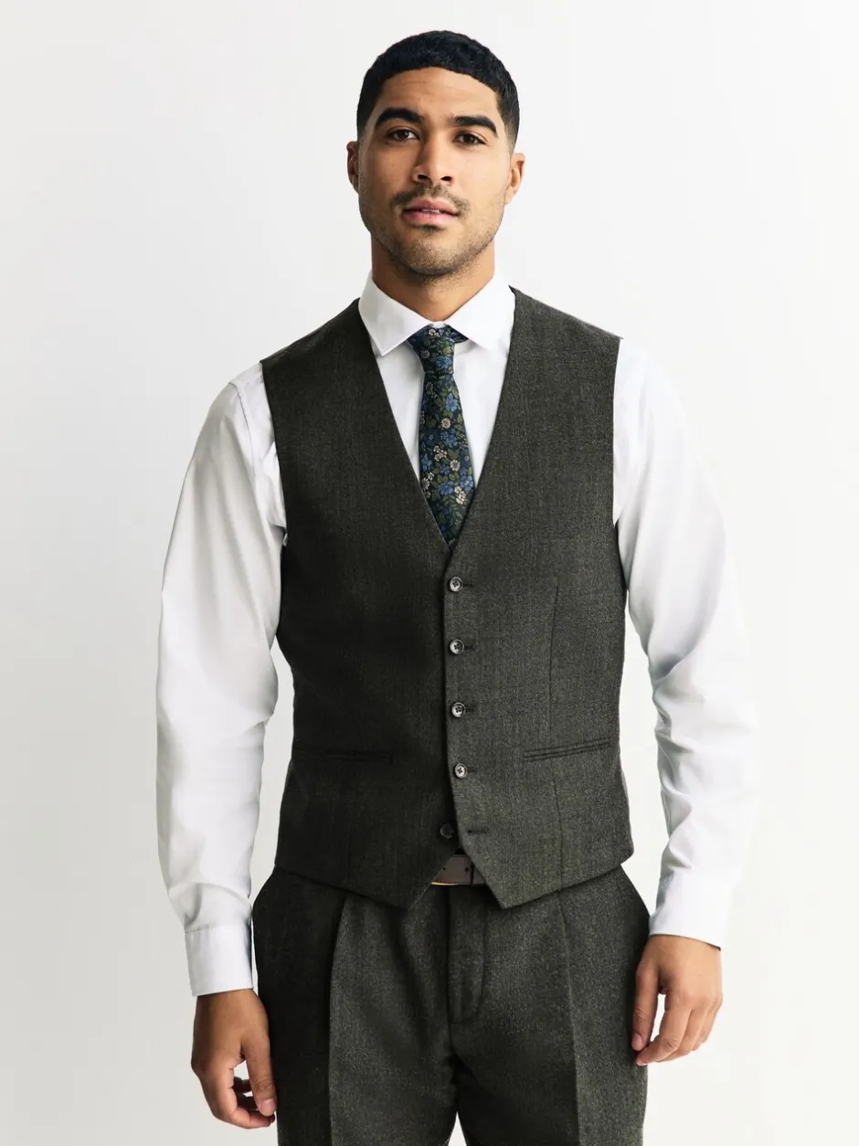 Vesten|Next - Merino Wool Blend Suit Waistcoat Groen