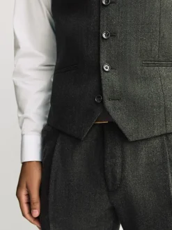 Vesten|Next - Merino Wool Blend Suit Waistcoat Groen