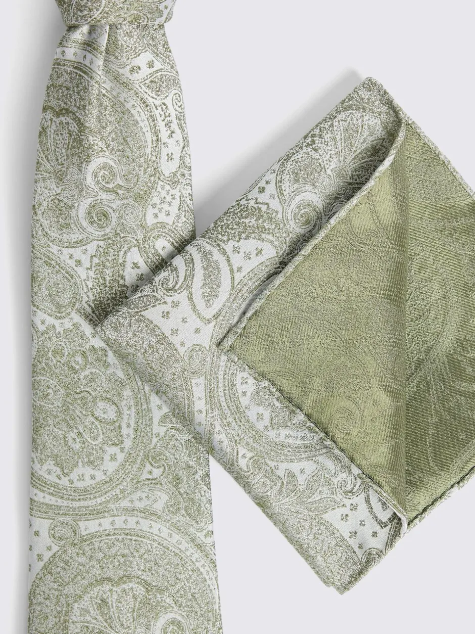 Stropdassen En Pochets|MOSS Groen - Bruiloft Paisley Stropdas