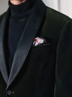 Smokings En Feestkleding|Next - Normale Pasvorm - Signature Pontoglio Italiaanse fluwelen blazer met sjaalkraag Groen