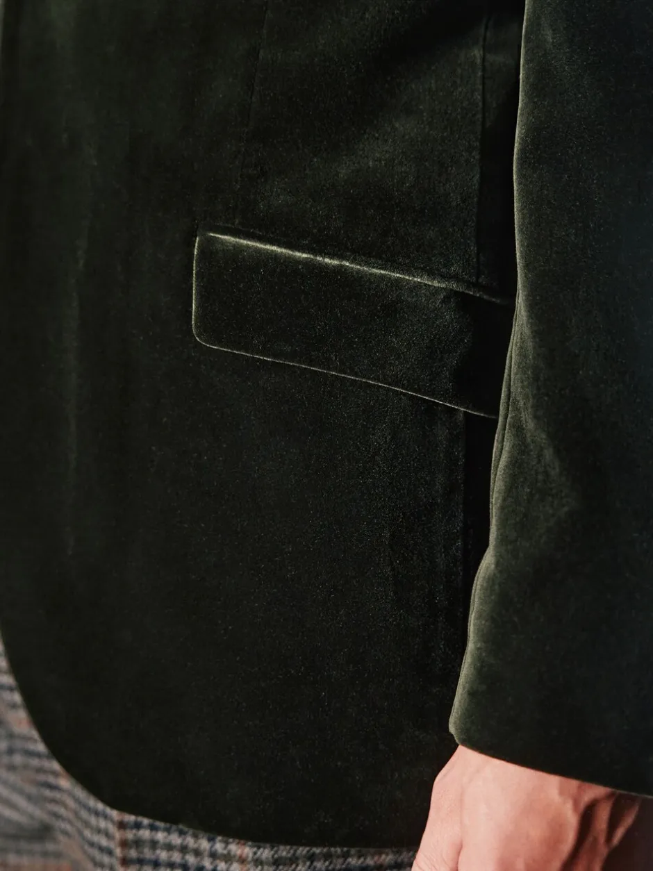 Smokings En Feestkleding|Next - Normale Pasvorm - Signature Pontoglio Italiaanse fluwelen blazer met sjaalkraag Groen