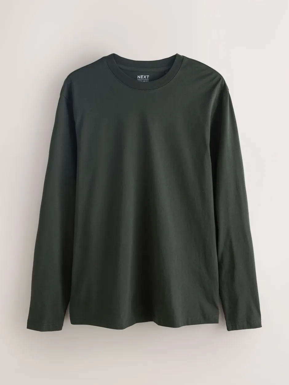 T-Shirts En Hemden|Next Groen - Normale Pasvorm - T-shirt met lange mouwen en ronde hals