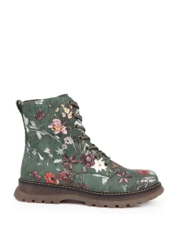 Boots*Pavers - Lace Up Floral Boots Groen