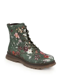 Boots*Pavers - Lace Up Floral Boots Groen