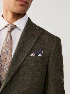 Blazers En Business-Jasjes|Pakken*Next Groen - Regular-fit Nova Fides getailleerd pak van Italiaanse wolmix met ruitjescolbert