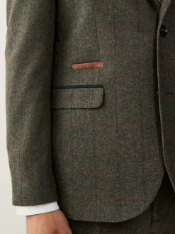Blazers En Business-Jasjes|Pakken*Next Groen - Regular-fit Nova Fides getailleerd pak van Italiaanse wolmix met ruitjescolbert