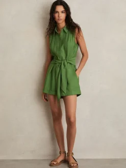 Jumpsuits En Playsuits|Reiss - Millie strandcover-up speelpakje met ceintuur Groen