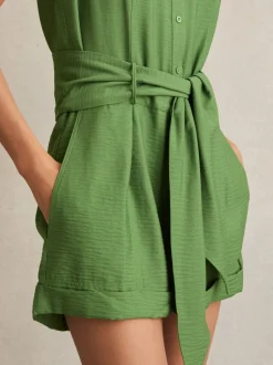 Jumpsuits En Playsuits|Reiss - Millie strandcover-up speelpakje met ceintuur Groen