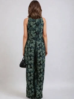 Jumpsuits En Playsuits|Religion Groen - Crew Wide Leg Jumpsuit in Abstract Façade Print