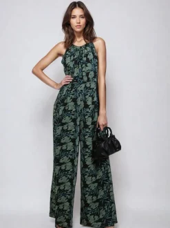 Jumpsuits En Playsuits|Religion Groen - Crew Wide Leg Jumpsuit in Abstract Façade Print