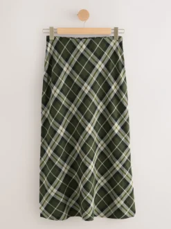 Rokken|Next - Ruit Midi Slip Rok Groen