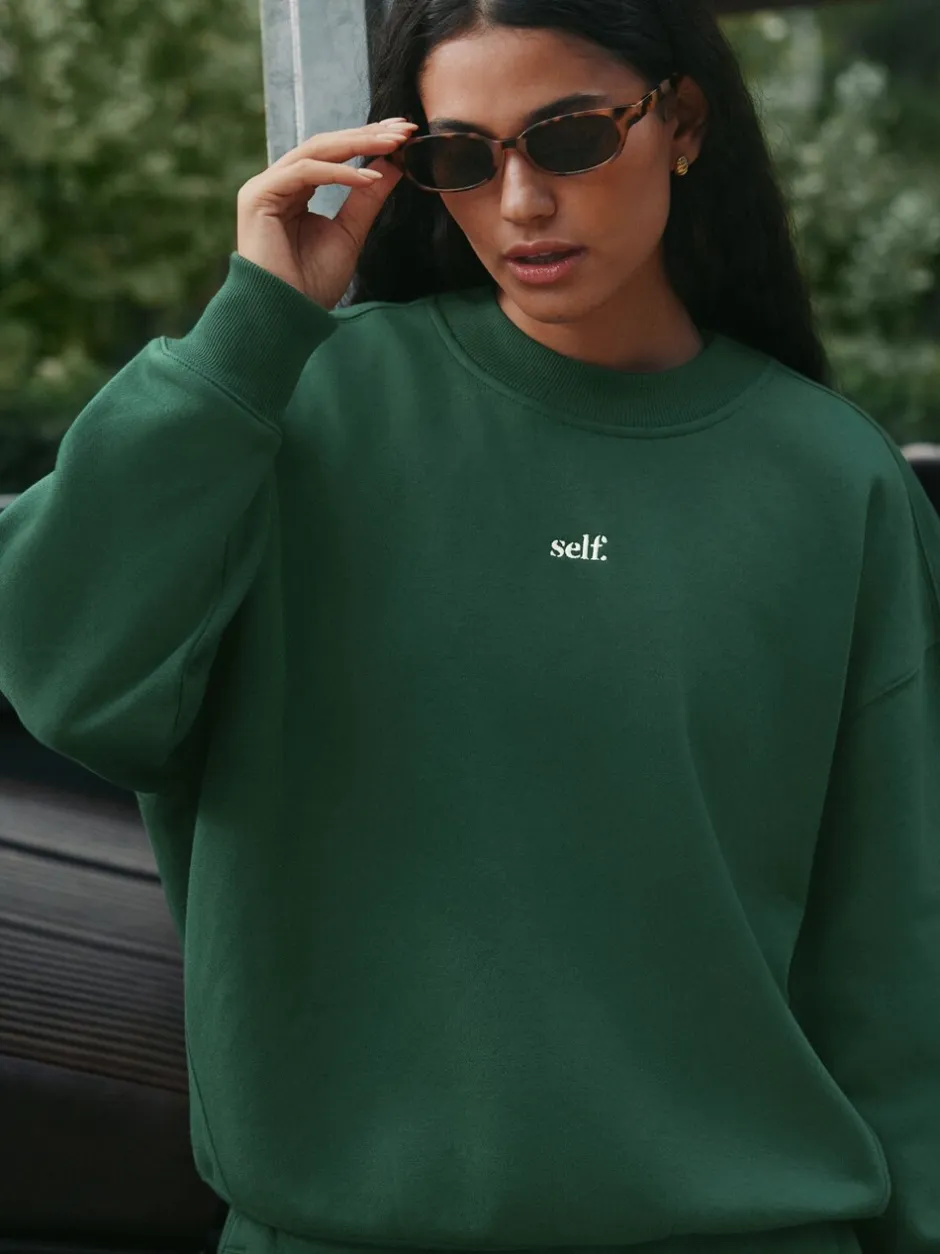 Loungewear|Leggings En Joggingbroeken*self. Groen - joggingbroek met boorden