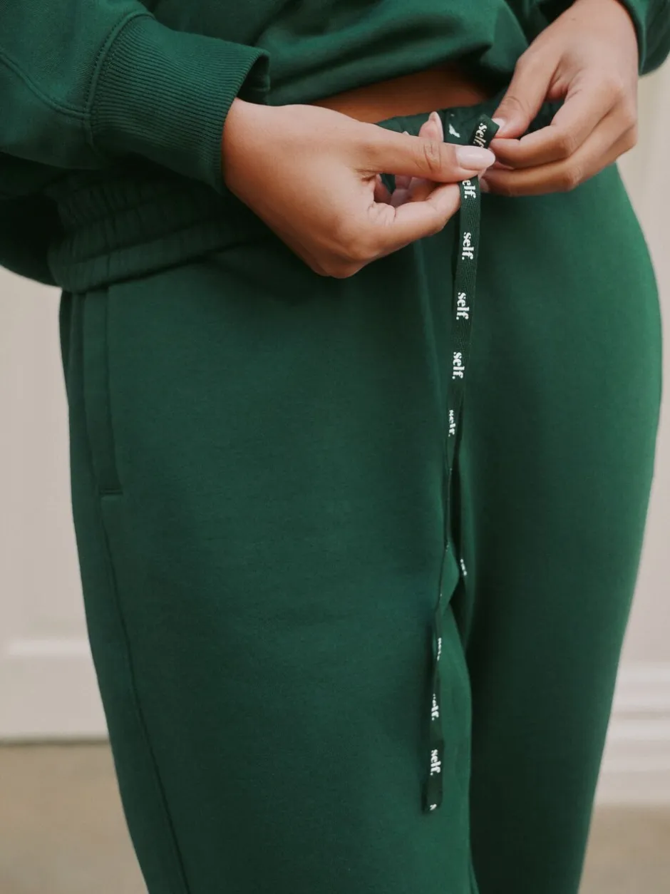 Loungewear|Leggings En Joggingbroeken*self. Groen - joggingbroek met boorden