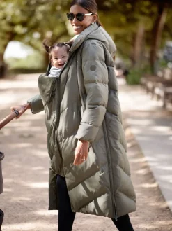 Jassen En Jacks*Seraphine - 3-In-1 Lange Chevron Puffer zwangerschapsjas Groen