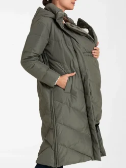 Jassen En Jacks*Seraphine - 3-In-1 Lange Chevron Puffer zwangerschapsjas Groen
