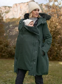 Jassen En Jacks|Moederschap|Seraphine - Premium Sub-Zero donsgevulde 3-in-1 zwangerschaps- en draagparka Groen