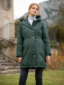 Jassen En Jacks|Moederschap|Seraphine - Premium Sub-Zero donsgevulde 3-in-1 zwangerschaps- en draagparka Groen
