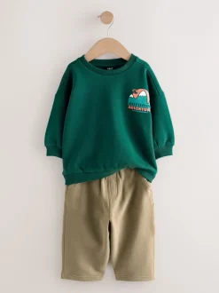 Sets En Combisets|Truien En Breisels|Next - Set met sweatshirt en utility-joggingbroek (3mnd -7jr) Groen