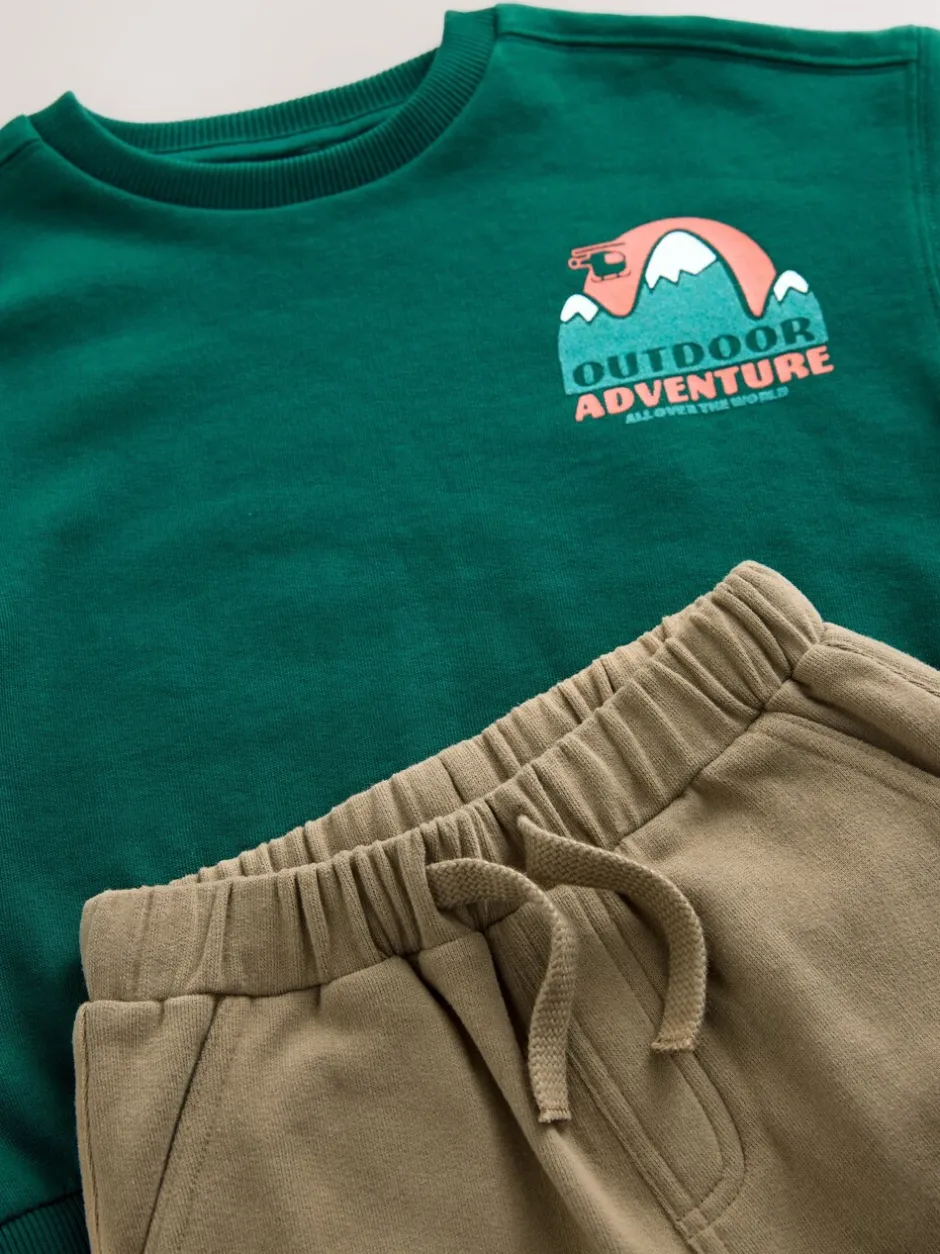 Sets En Combisets|Truien En Breisels|Next - Set met sweatshirt en utility-joggingbroek (3mnd -7jr) Groen