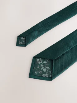 Stropdassen En Pochets*Next Groen - Set met textuurrijke stropdas en pochet