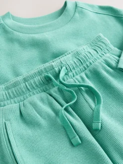 Shorts|Next - Set van T-shirt met textuur en korte mouwen en shorts (3 - 16 jr) Groen