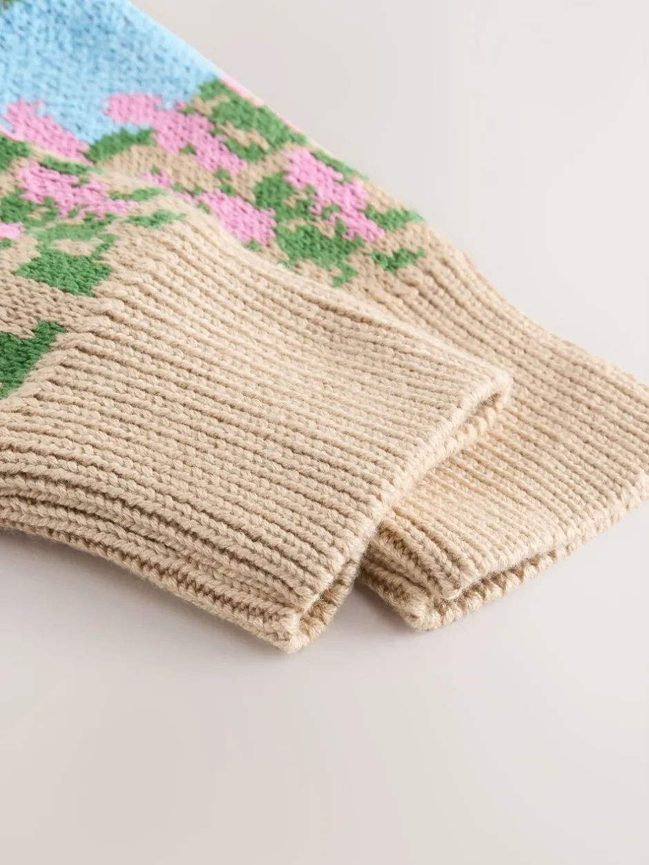 Gebreide Kleding|Next Groen - Sheep Farm Scene Cardigan (3-16yrs)