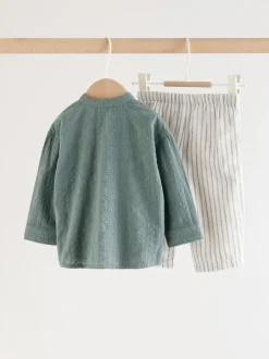 Broeken En Chino's|Shirts|Next - Shirt and Trousers Baby Set (0mths-3yrs) Groen