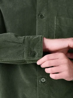 Formele Overhemden|Next - Single pocket Corduroy Shacket Overshirt Groen