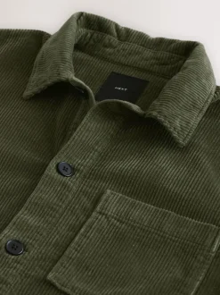 Formele Overhemden|Next - Single pocket Corduroy Shacket Overshirt Groen