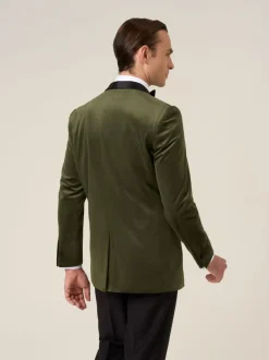 Smokings En Feestkleding*Skopes - Paso Tailored Fit Velvet Jacket Groen