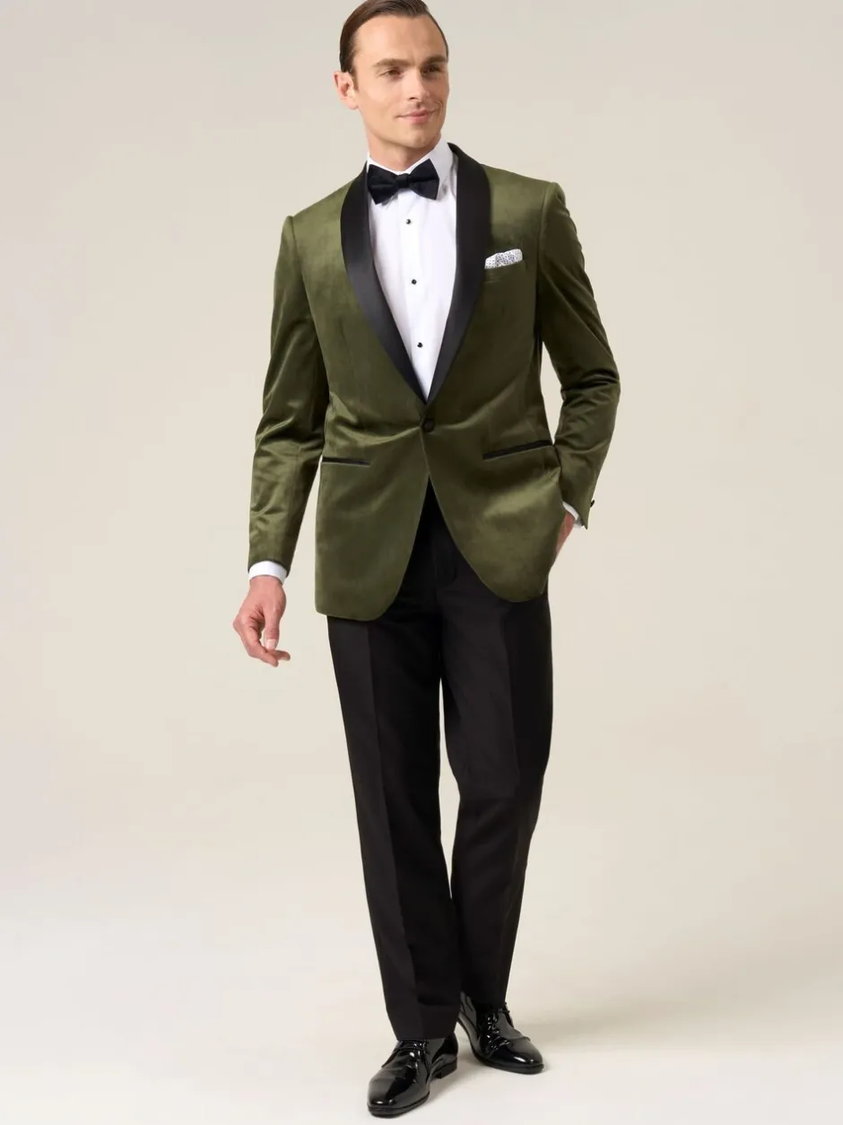 Smokings En Feestkleding*Skopes - Paso Tailored Fit Velvet Jacket Groen